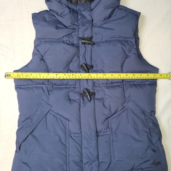 Prana Women's Evelina Hooded‎ Down Puffer Vest Size Small Navy Blue - Picture 10 of 16